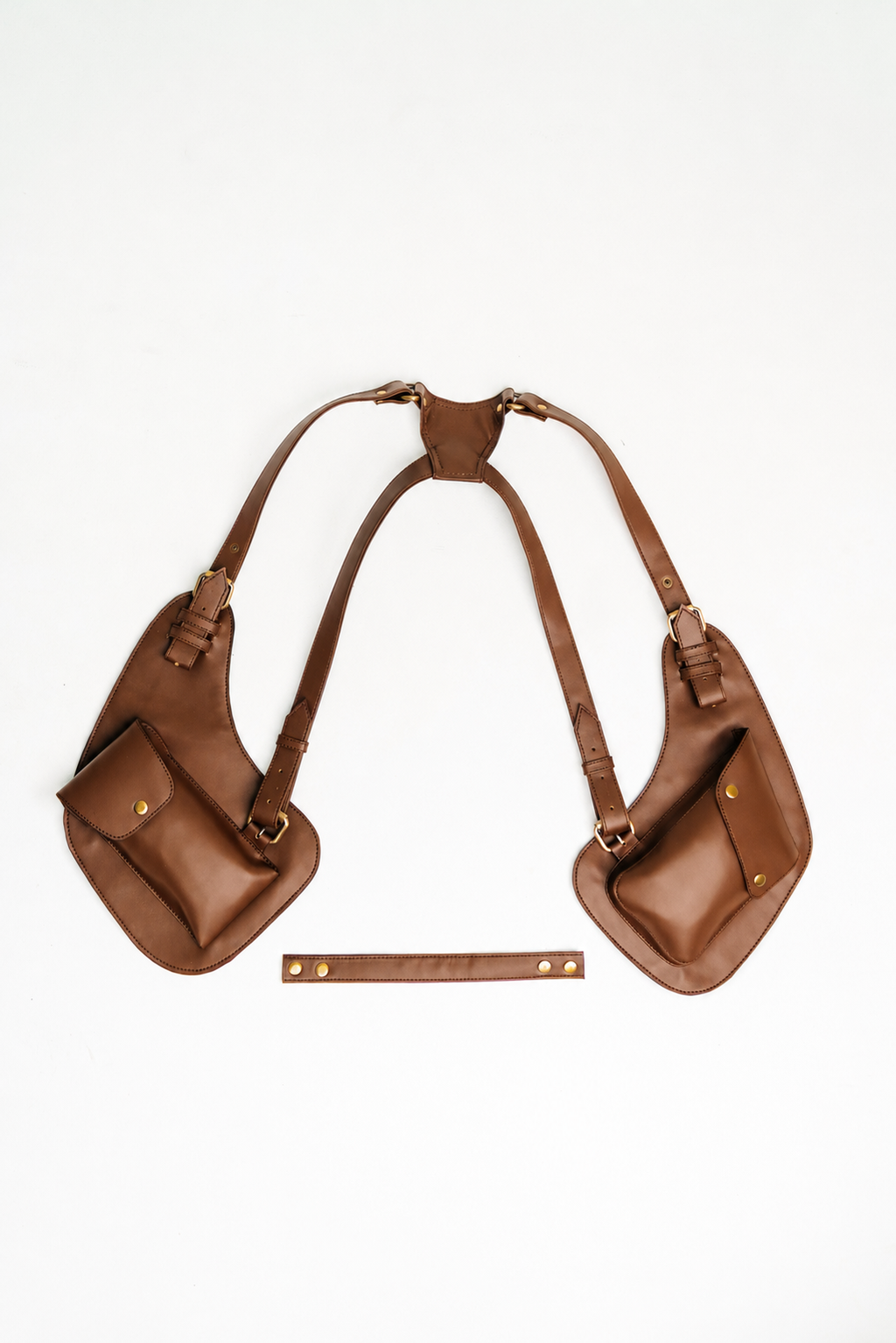 Lashasana brown vegan cactus leather holster, front view on white background