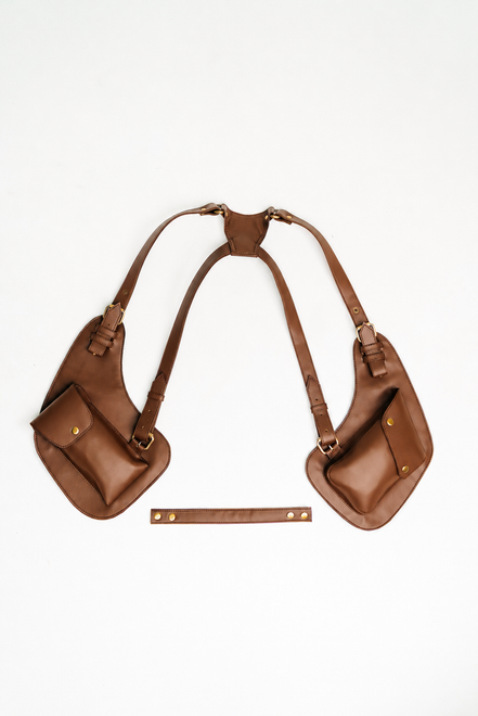 Lashasana brown vegan cactus leather holster, front view on white background