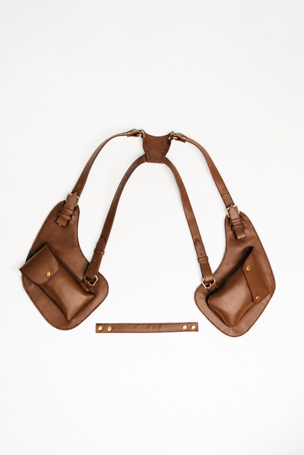 Lashasana brown vegan cactus leather holster, front view on white background