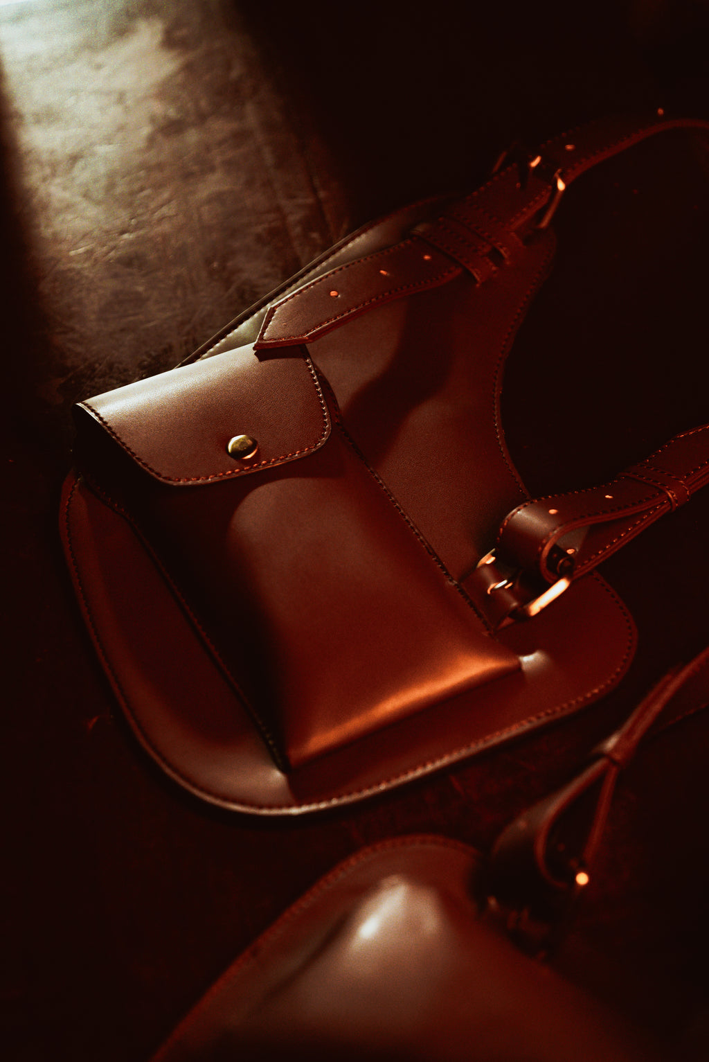 Close-up of cactus leather grain texture on the Lashasana holster